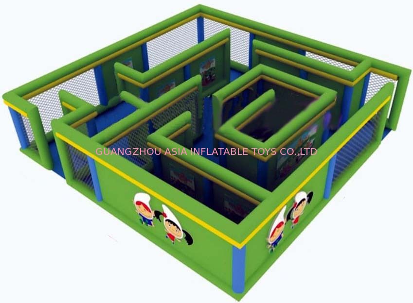 Durable Green Maze Game For Chilren, Inflatable Chilren Park Games