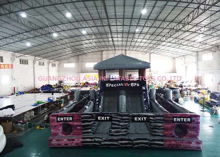 Special OPS Black Inflatable Obstacle Challenges / Obstacle Course House