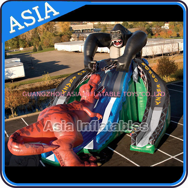 Inflatable Gorilla Kongo Crazy Fight with Dinosaur Giant Slide