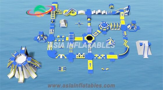 Blauen 50 x 40M Water Park Inflatable schwimmen Wasser-Insel-Park